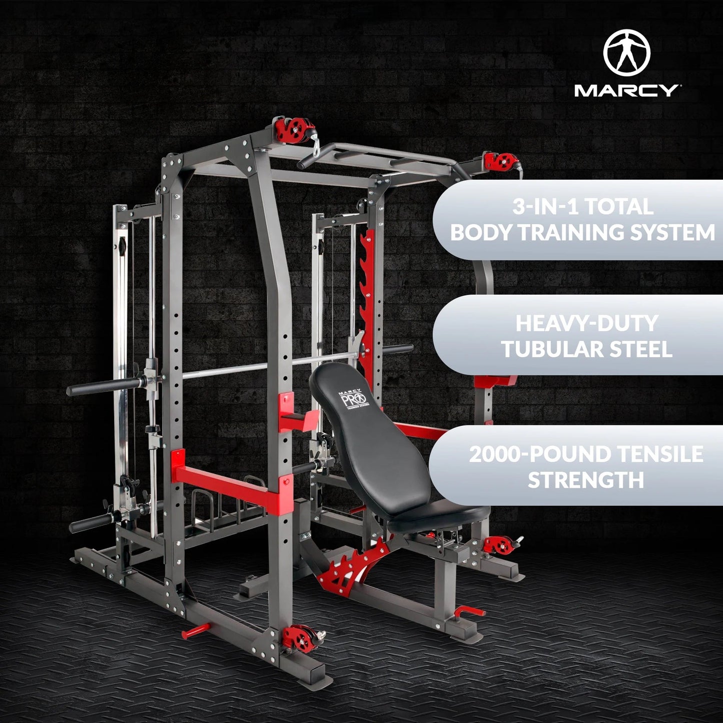 Pro Smith Machine Weight Bench Gym Total Body Workout Training System