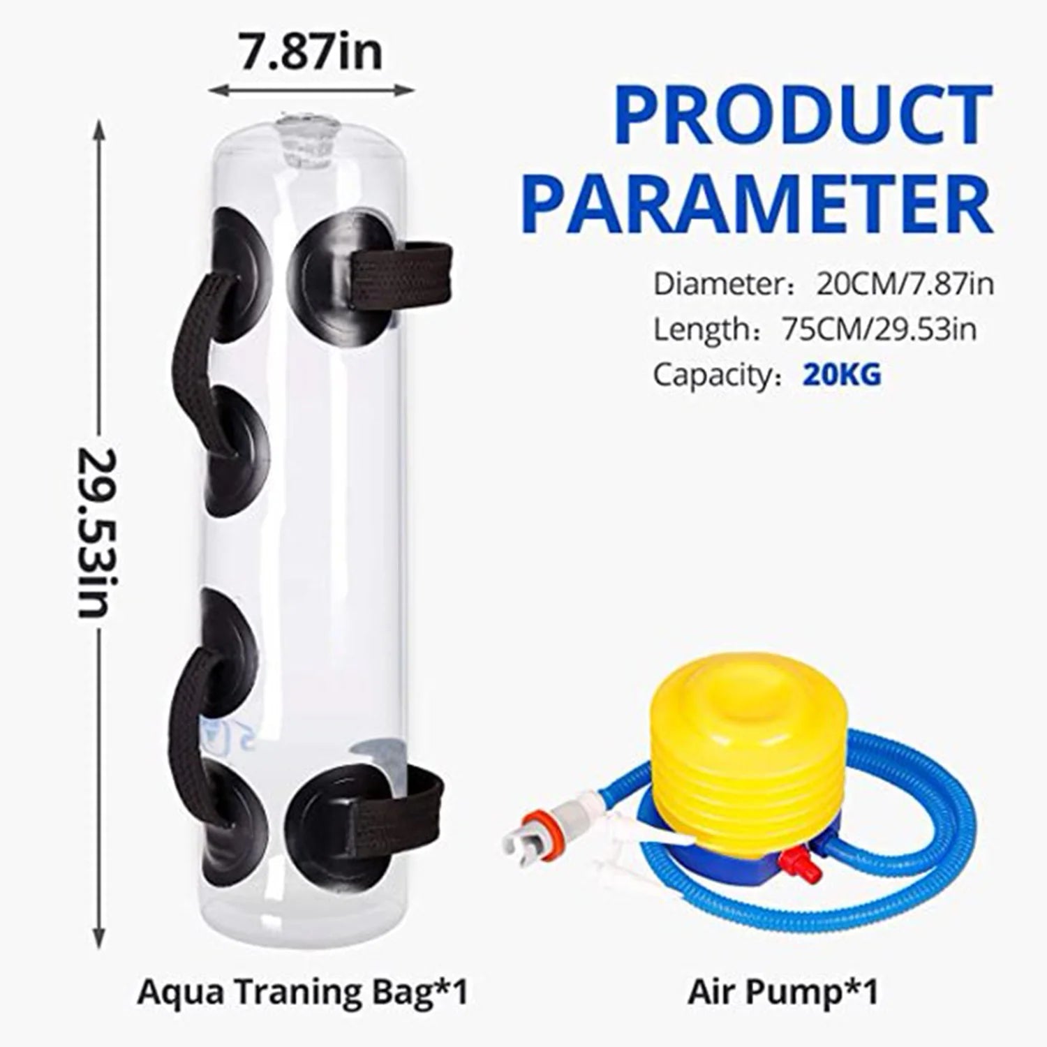 upgraded air pump 45lbs portable aqua training bag