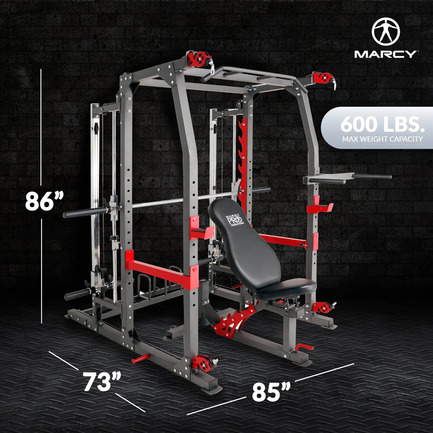 Pro Smith Machine Weight Bench Gym Total Body Workout Training System