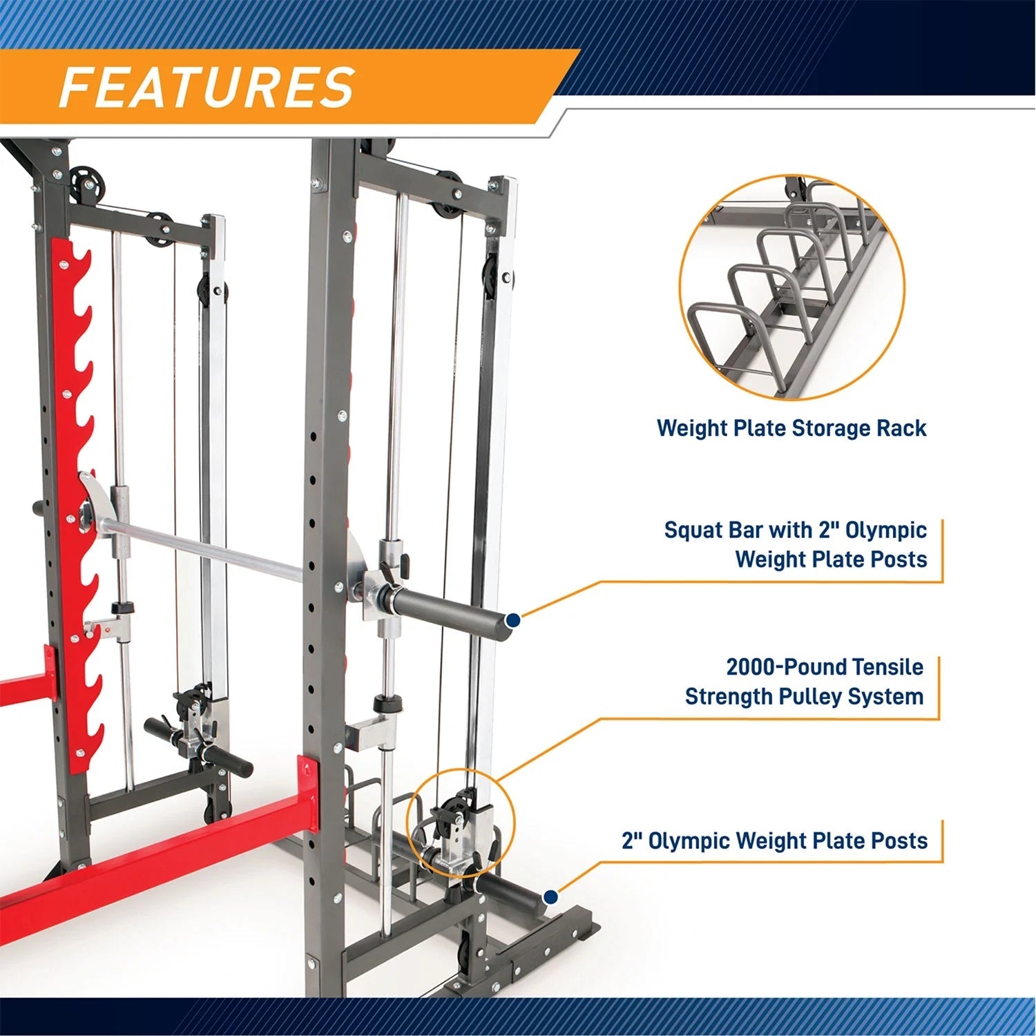 Pro Smith Machine Weight Bench Gym Total Body Workout Training System