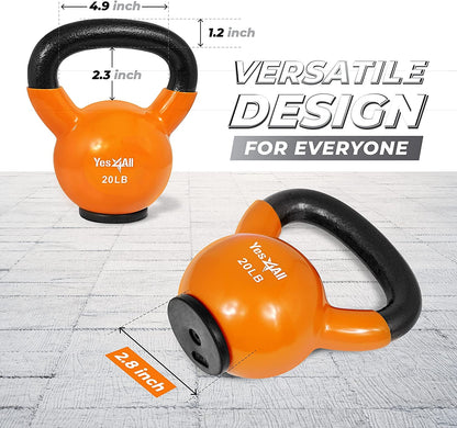 Vinyl Coated Kettlebell with Protective Rubber Base