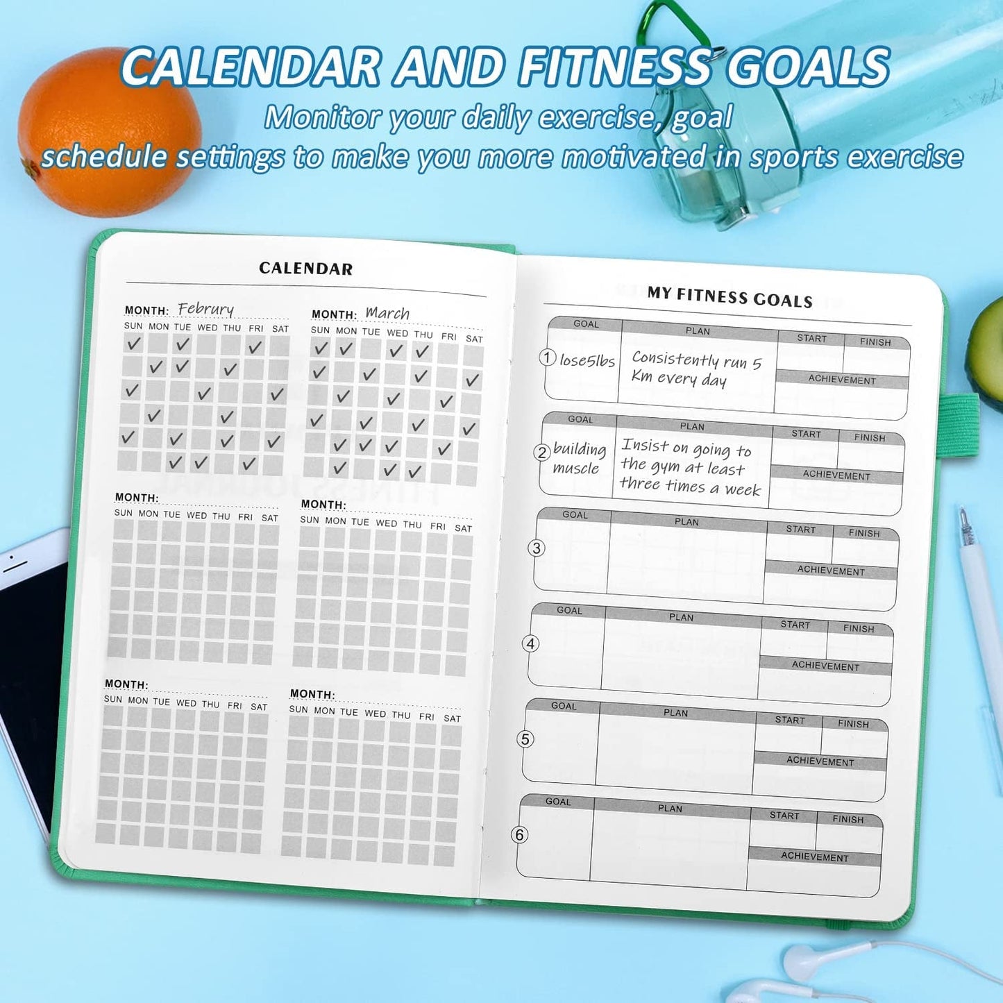 Fitness Journal Hardcover 6- Month Workout Planner Log Book