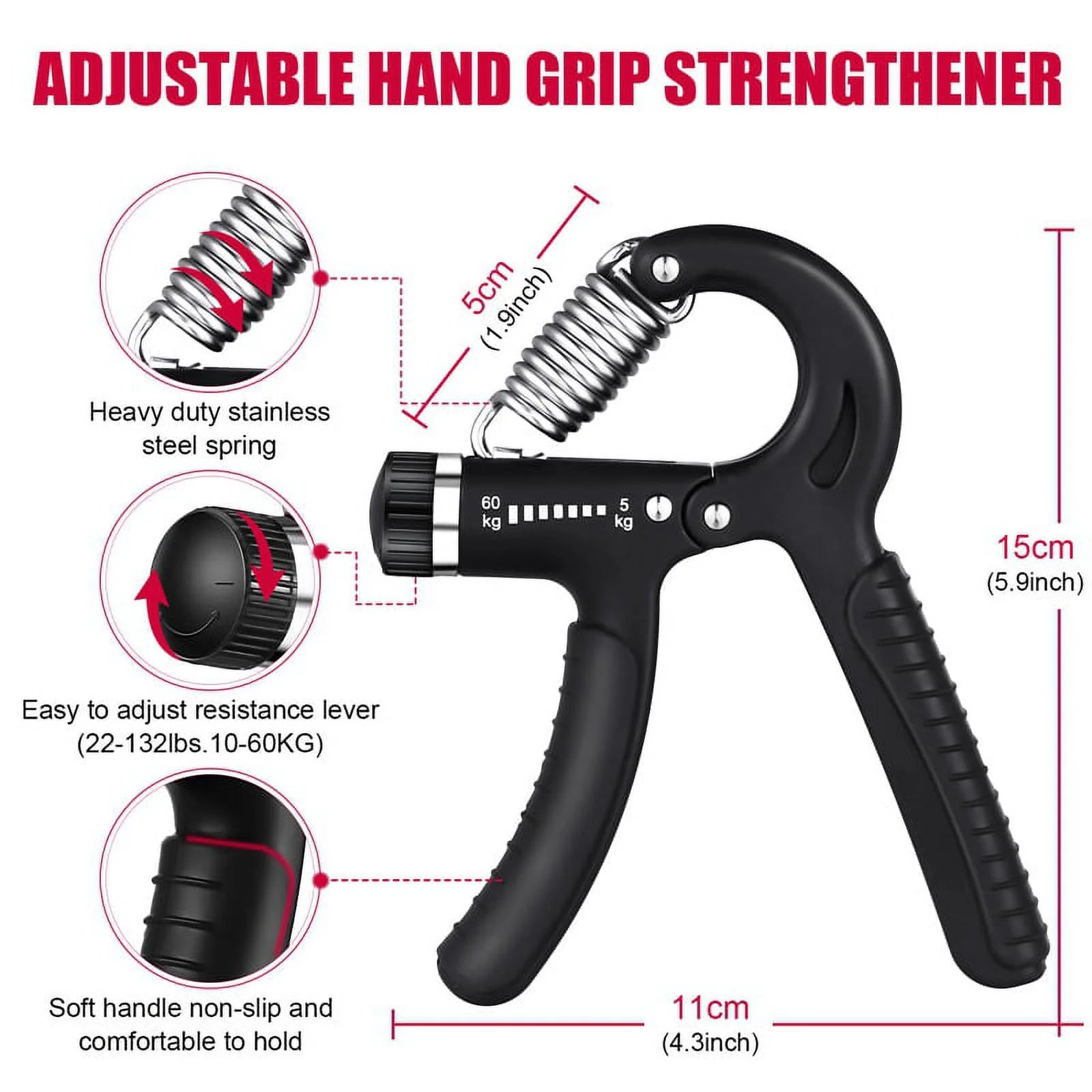 6Pcs Hand Grip Strengthener Exerciser Kit